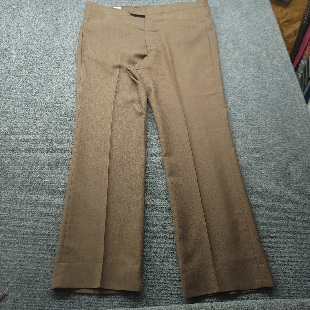 Vintage Sansabelt Jaymar Slacks Brown Flat Front Beltless Trousers 42x32 Mens